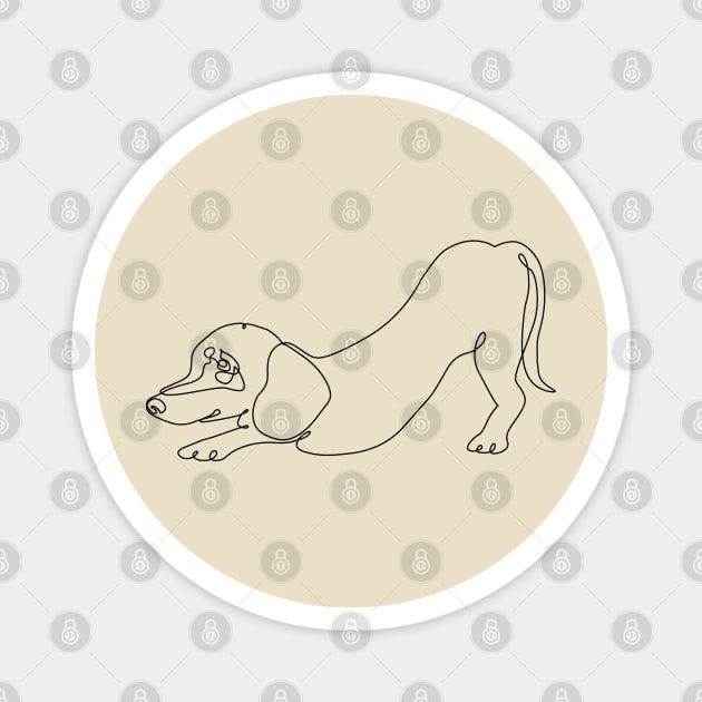 One Line Dachshund Downward Magnet by huebucket